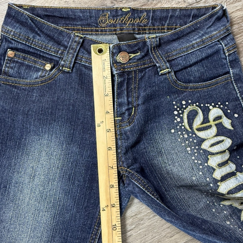 90s Southpole Jeans Womens Juniors 1 Bootcut Low Rise Fade Embroidered 25x29.5 - Picture 11 of 13